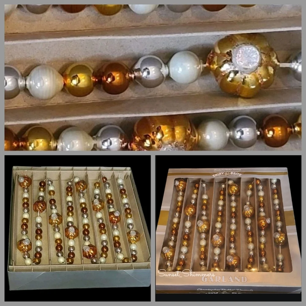 Radko Shiny Brite Vintage / Style Fall Autumn Glass Pumpkin Thanksgiving Garland